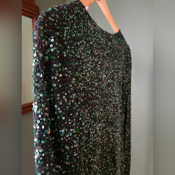 Sz 4 Varun Bahl Green Seqin Dress w/Appliqué NWT Anthropologie - Picture 16 of 16